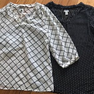 Old Navy black and white sheer blouses